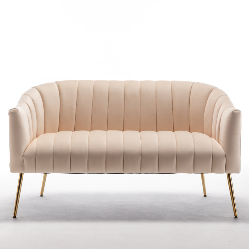 Causeuse à accoudoirs encastrés 50,6 po Murrow, Velours beige