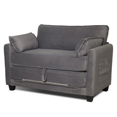 Canapé-lit convertible 2-en-1 en velours côtelé avec rangement latéral et éponge à rebond élevé pour une assise et un sommeil confortables.