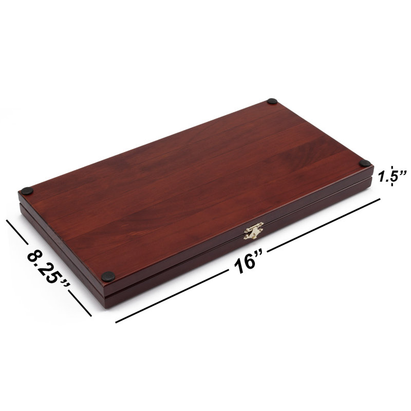 Mahogany Folding 4-Player Mancala Board Game with Multicolor Stones