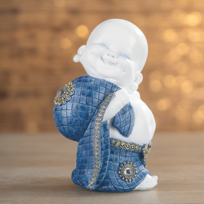 6.75"H Monk Smiling Figurine