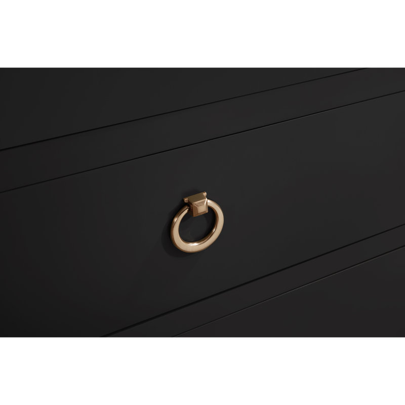 60" Solid Wood Sink Vanity With 1" Artificial Stone Top, Tricorn Black, Rose Gold
