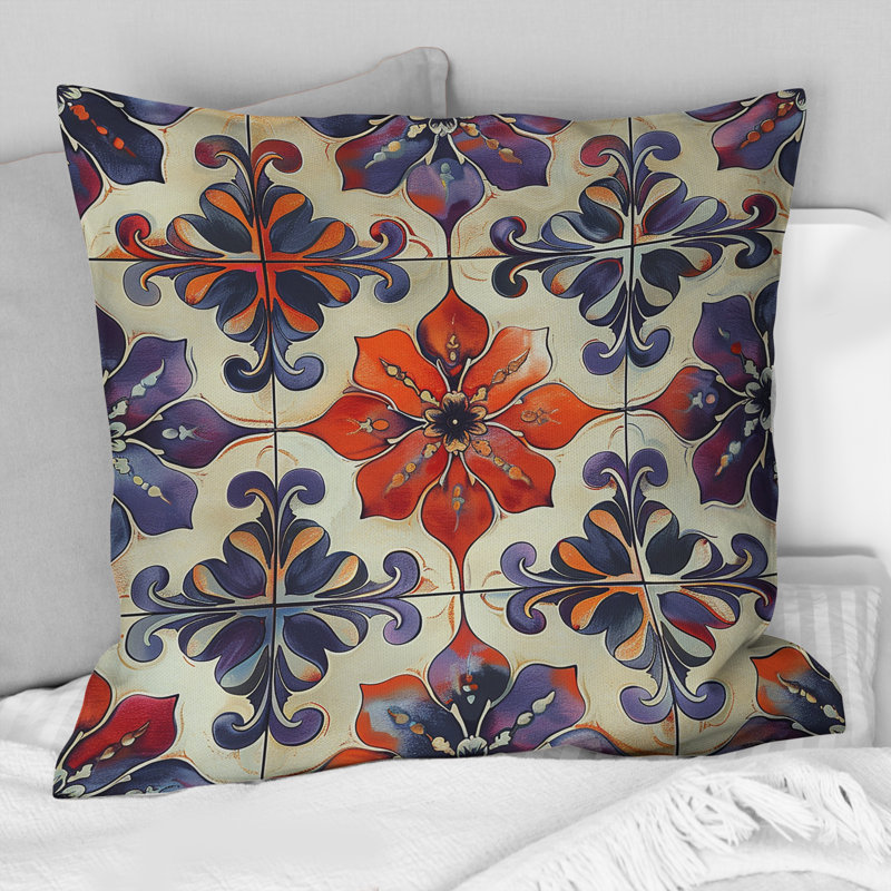 Coussin mauve Boho Chic Tiles I - Boho, H 16 po x l 16 po