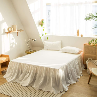 French Linen Bed Skirt with Pleated Frills Drop