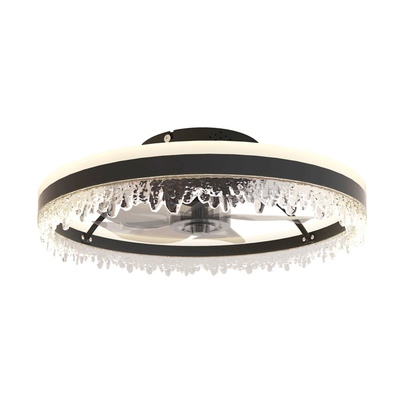 20-Inch Black Smart Ceiling Fan Light With Silent Function, Multi-Speed Adjustment For Bedroom, Study Room, And Dining Room