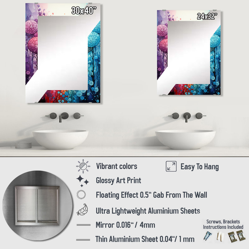 Miroir mural décoratif Plimpton - Abstract Botanicals MIR137288, 40 po x 30 po