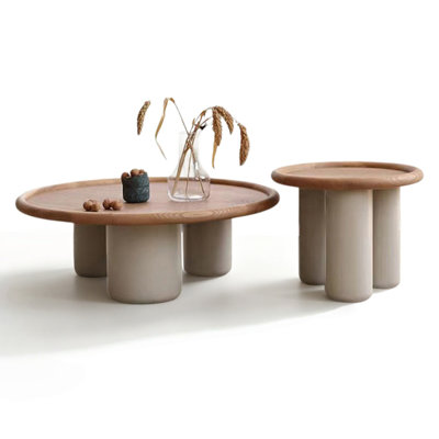 Burlywood Solid wood Round Coffee Table Sets
