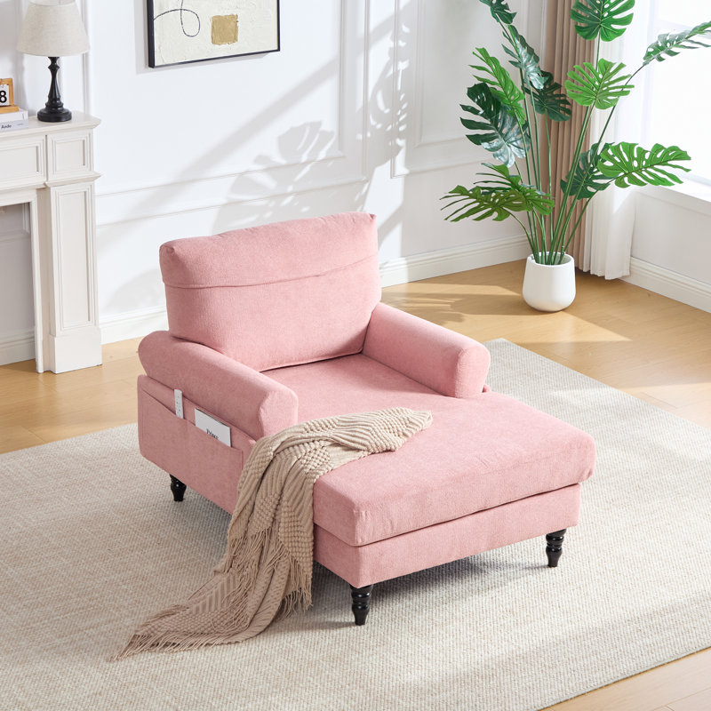 38.2'' Upholstered Chaise Lounge, Pink