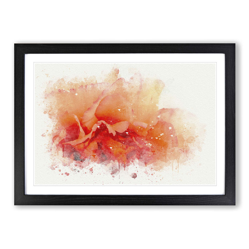 Orange Carnation Flower in Abstract - Picture Frame Graphic Art Print, Black Framed, 62cm H x 87cm W x 2cm D