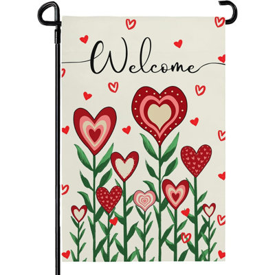 Drapeau de jardin Saint-Valentin 30 x 45 cm double face pour décoration extérieure - Drapeaux de jardin fleuris et romantiques pour anniversaire, fêtes, mariage, décoration champêtre