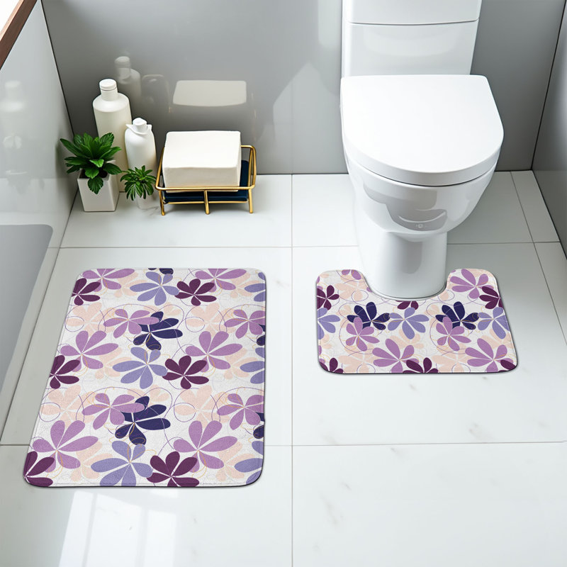  Ensemble de 2 tapis floraux pour salle de bain