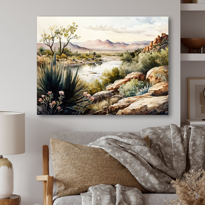 Arizona Desert Scenery IV - art mural occidental, Toile tendue, 28" H x 60" W