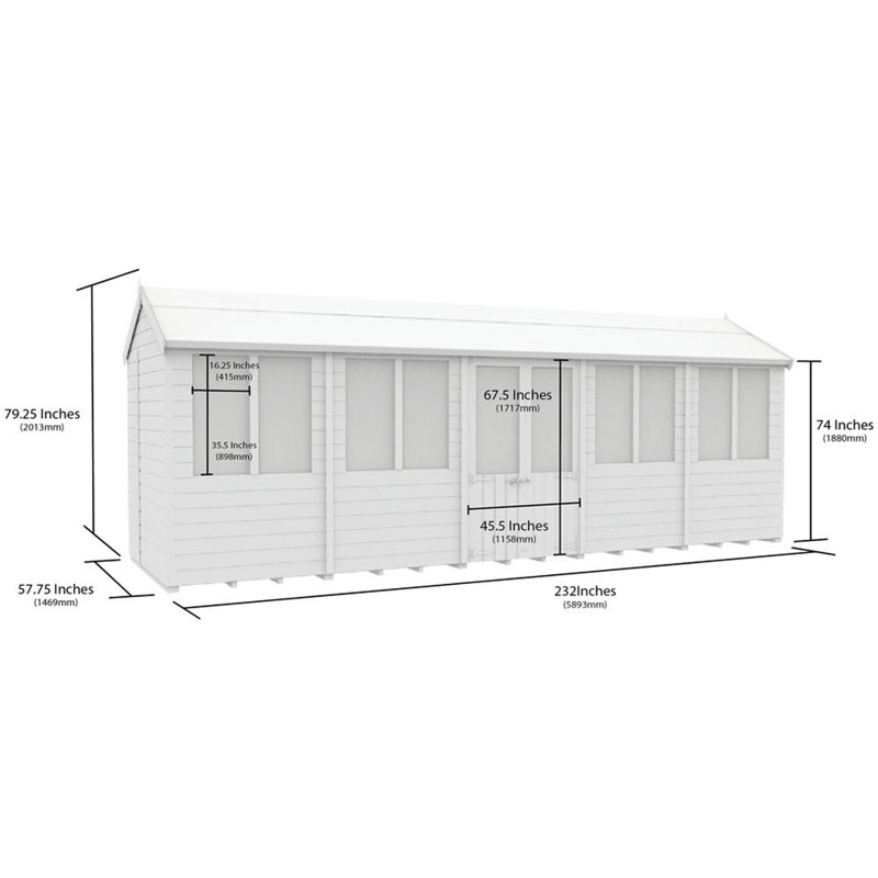 5ft x 20ft Apex Summer House