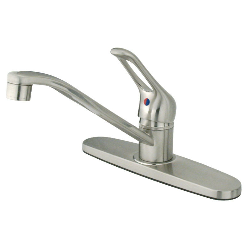 Wyndham Centerset Single Handle Kitchen Faucet, Brushed Nickel, Not Included