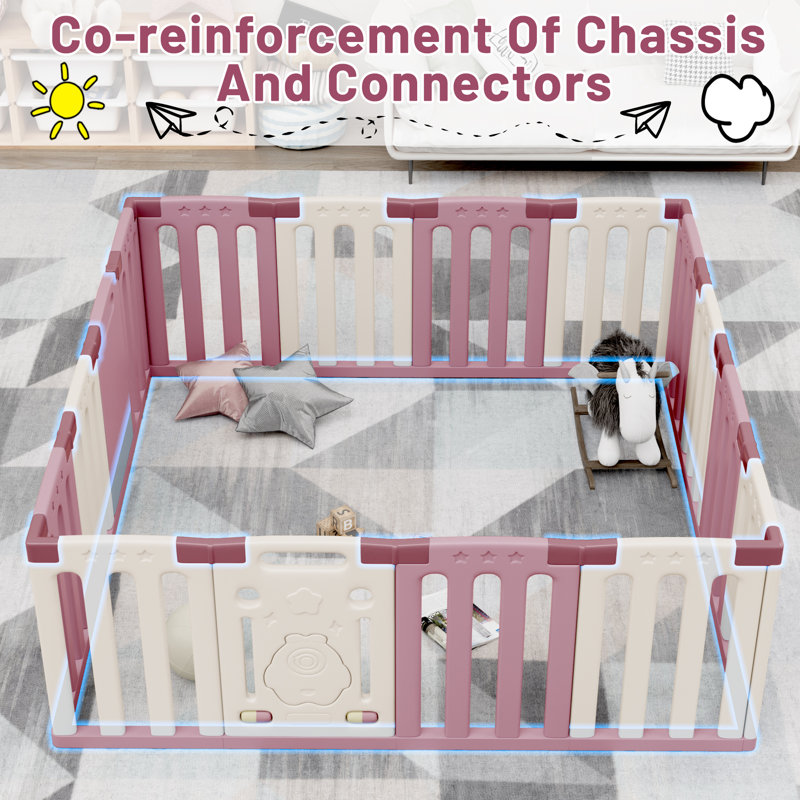 Enclos d'exercice pour animaux, Rose / blanc
