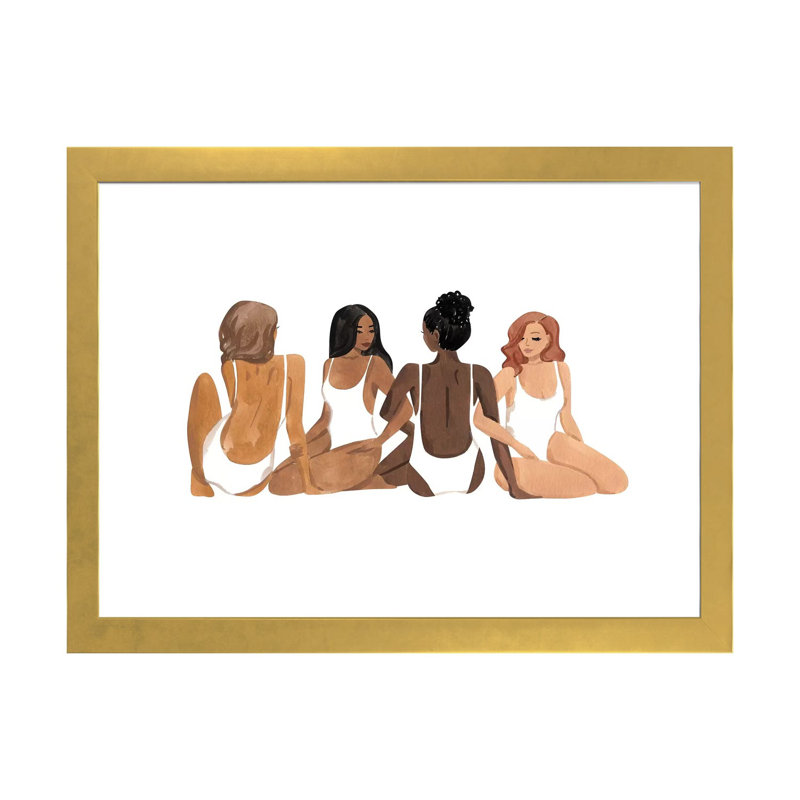 Ensemble par Sabina Fenn - reproduction d'art, Papier encadré doré, Blanc, H 24 po x l 32 po x P 1 po