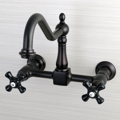 Kingston Brass Duchess Double-Handle 2-Hole Wall-Mount Bridge Kitchen Faucet