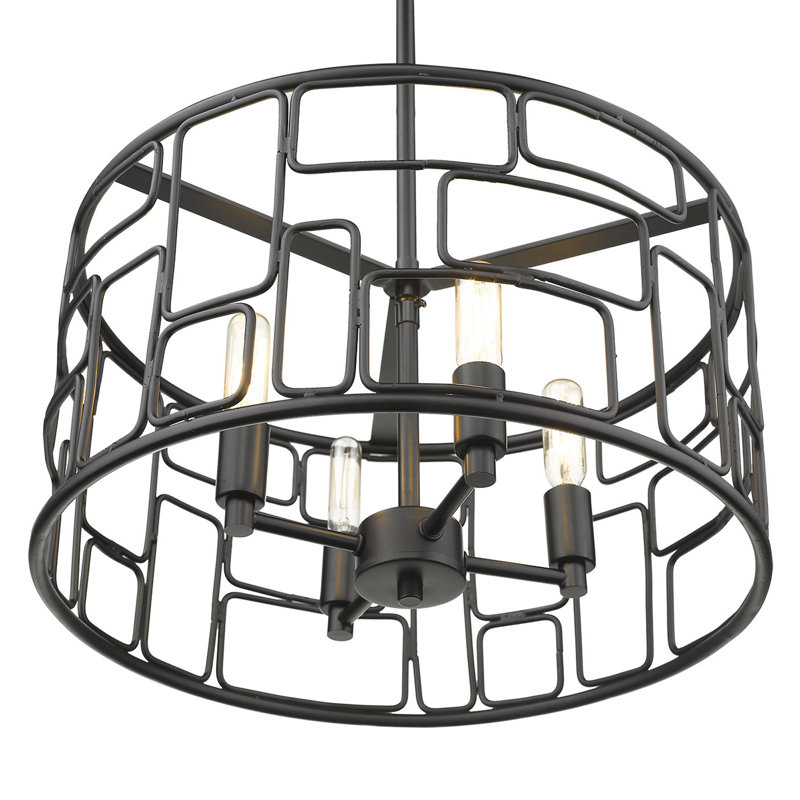 Mathena 4 - Light Dimmable Drum Chandelier, Matte Black