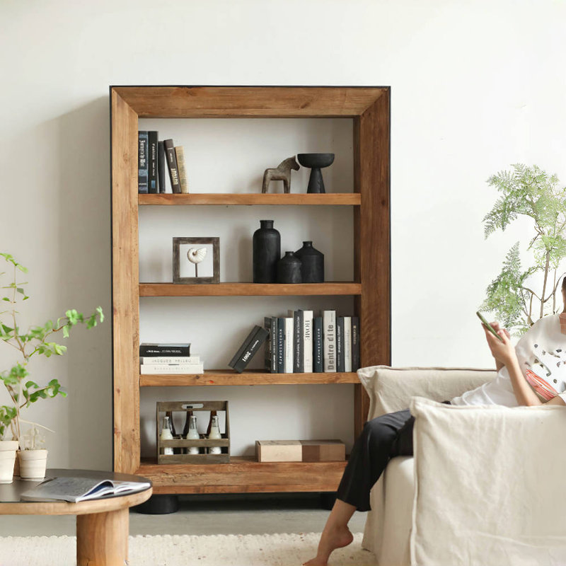 Simple and Retro Pine Wood Display Cabinet