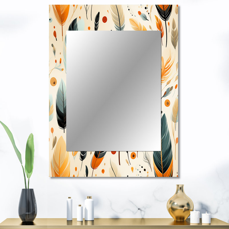 Denicia artistique nomade Boho motif tons de terre - miroir mural boho, miroir décoratif boho, impression sur métal