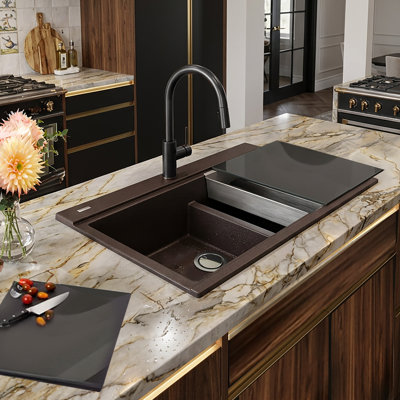 Plymouth 34'' L Double Bowl Granite Kitchen Sink