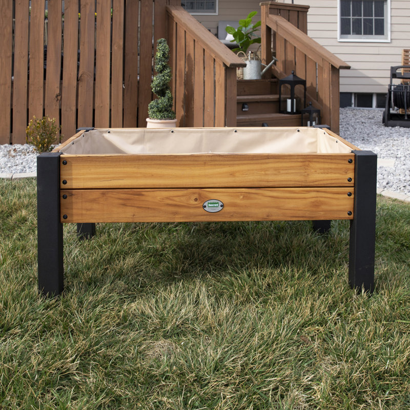 6 Cubic Foot Teak Raised Planter with Steel Legs