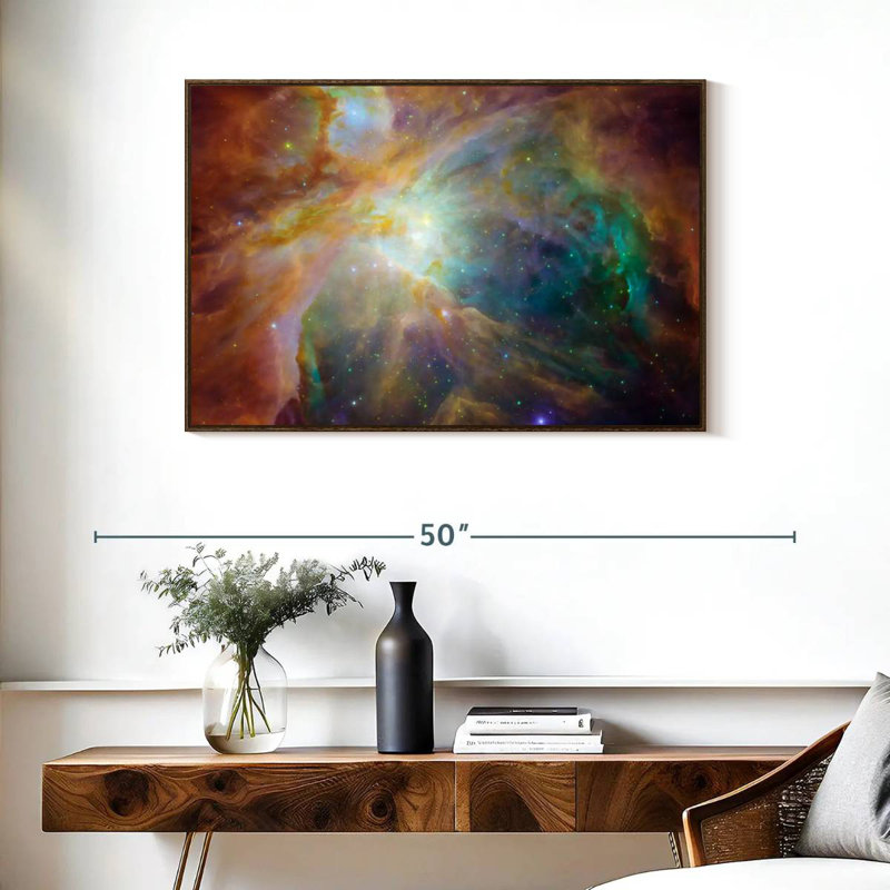 Cœur de la nébuleuse d'Orion, 37 po x 25 po, Cadre flottant noyer