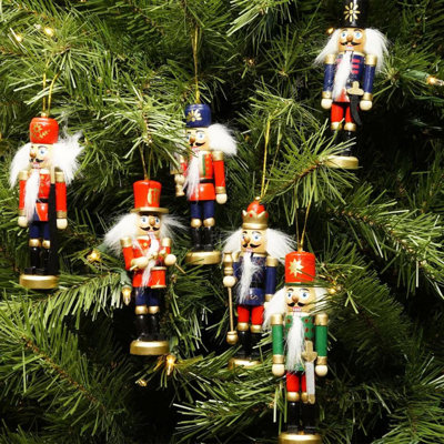 6 décorations de Noël casse-noisette classiques rouges et bleues - 5,25 pouces