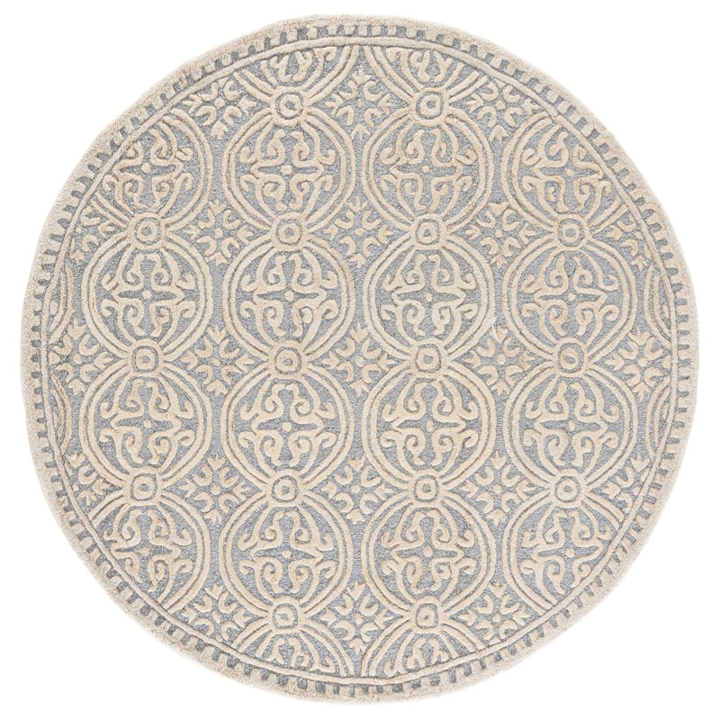 Sadik Hand Tufted Wool Geometric Rug, Round 6'