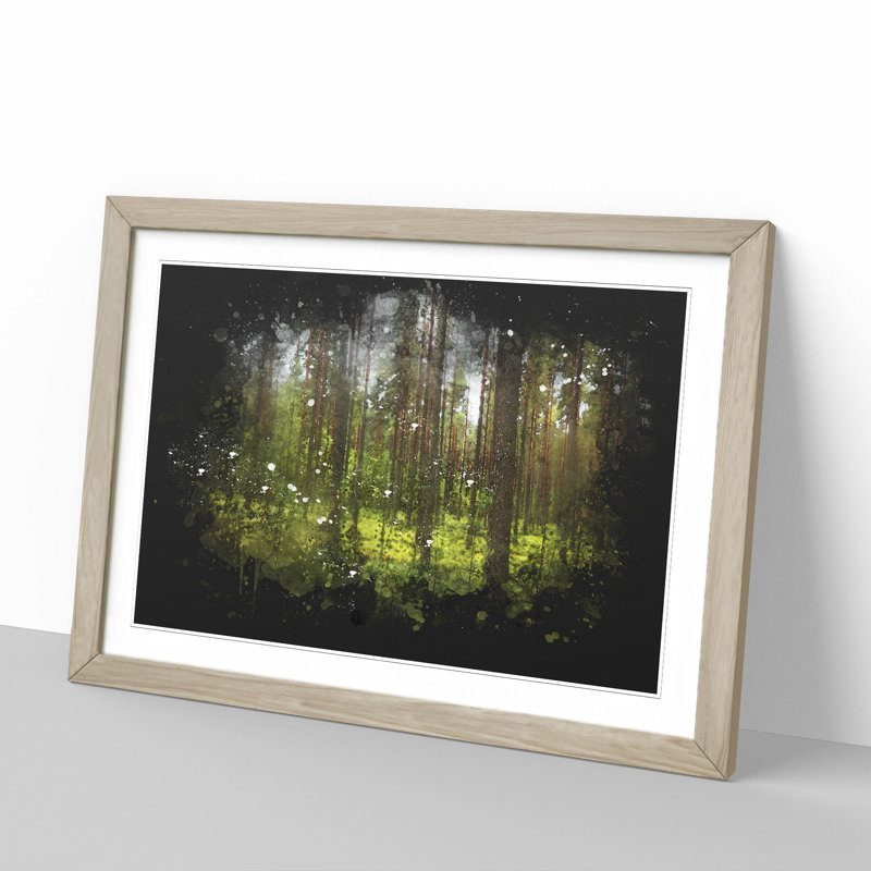Green Forest Vol.1 - Picture Frame Graphic Art, Oak Framed, 27cm H x 36cm W x 2cm D