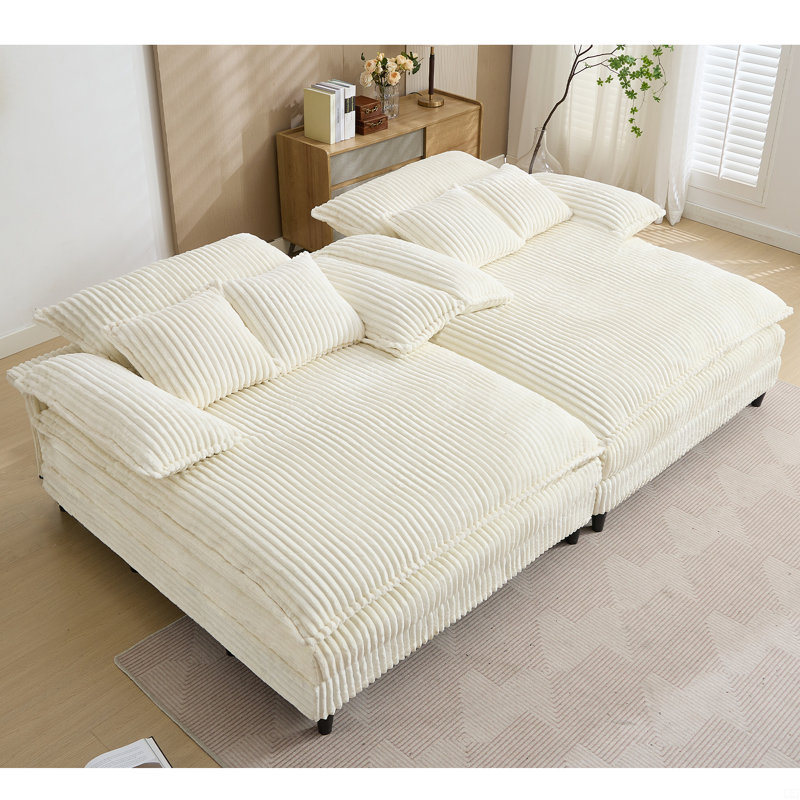 Méridienne surdimensionnée double l 109 po, canapé-lit moelleux, Gris