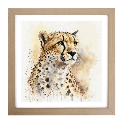 Cheetah Watercolour - Single Picture Frame Print on Wood