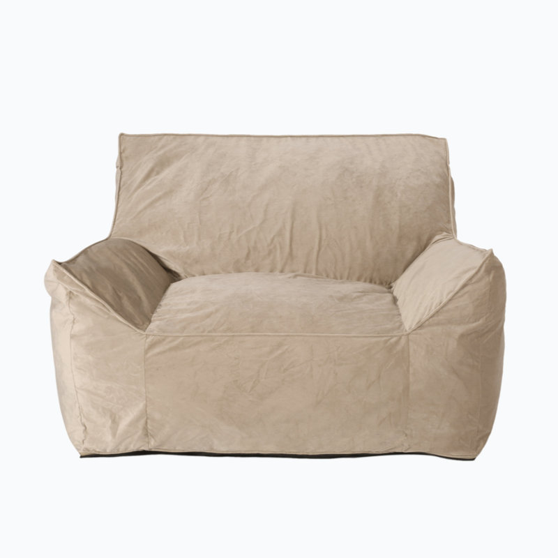 Grand fauteuil à billes et chaise longue en velours, Velours taupe