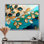 Emerald Embrace Of Golden Leaves II - Feuilles, reproduction sur toile