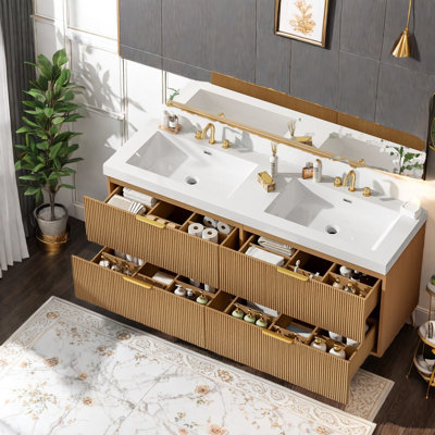 Armoire de meuble-lavabo double avec lavabo double 59,3 po en MDF