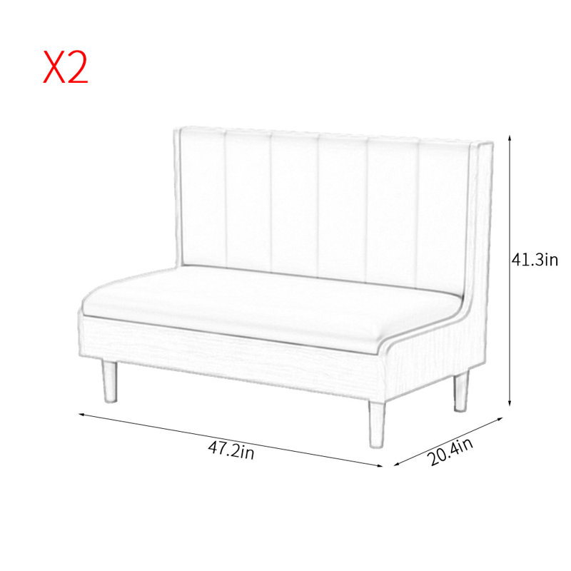 Exquisite Fashion Cafe Bench Faux Leather Upholstered Bench, Blue