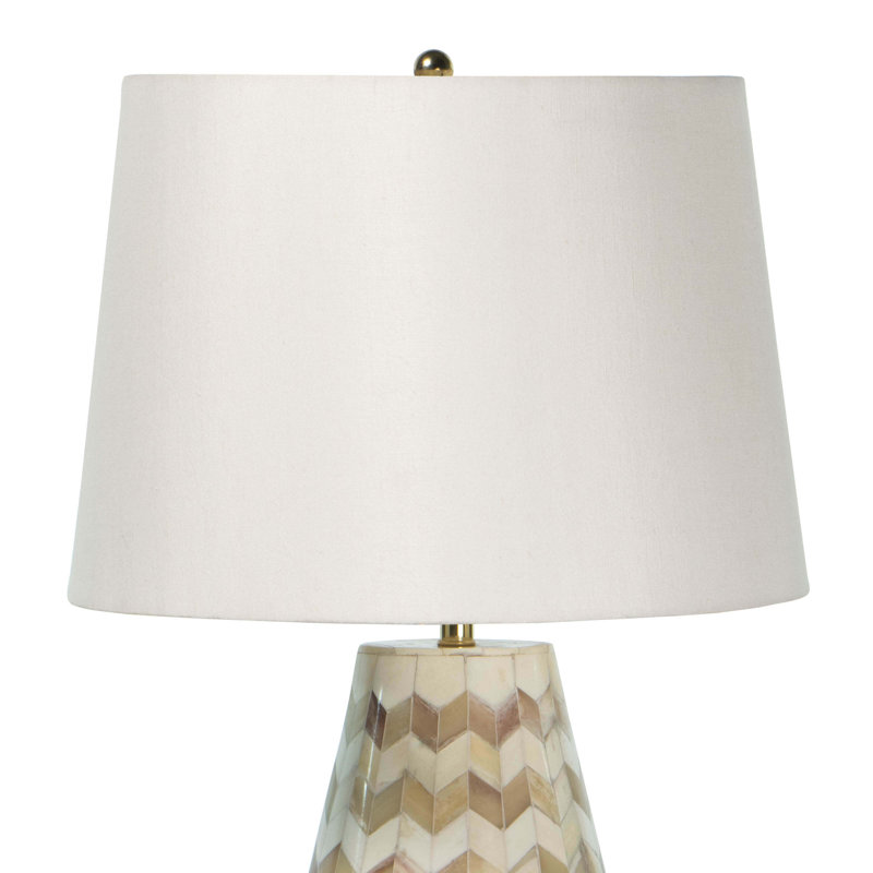 Cassia Chevron Table Lamp, Brown Genuine Leather
