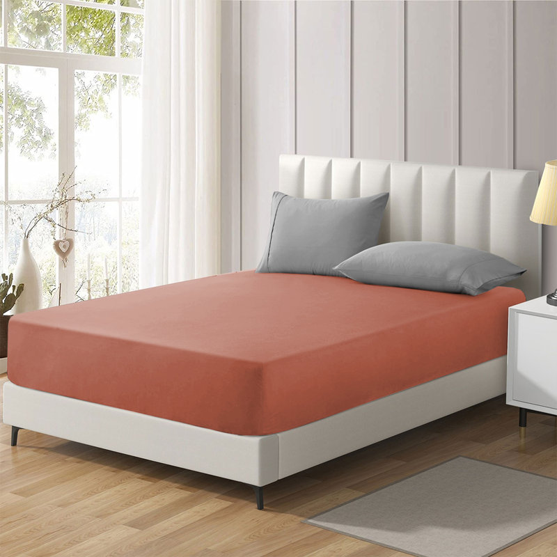 Brushed Microfiber 40cm Deep Fitted Bed Sheet, Peach, Super King (6')