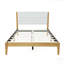 Lit plateforme moderne de style Mid-Century avec tête de lit tapissier, lattes en bois massif, aucun sommier requis, assemblage facile-129758911-129758905
