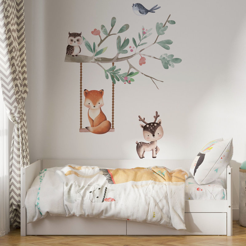 Adhésif décoratif hibou, oiseau et cerf