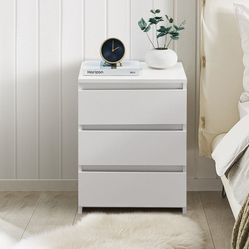 Huzaifah 45cm W Manufactured Wood Bedside Table, White