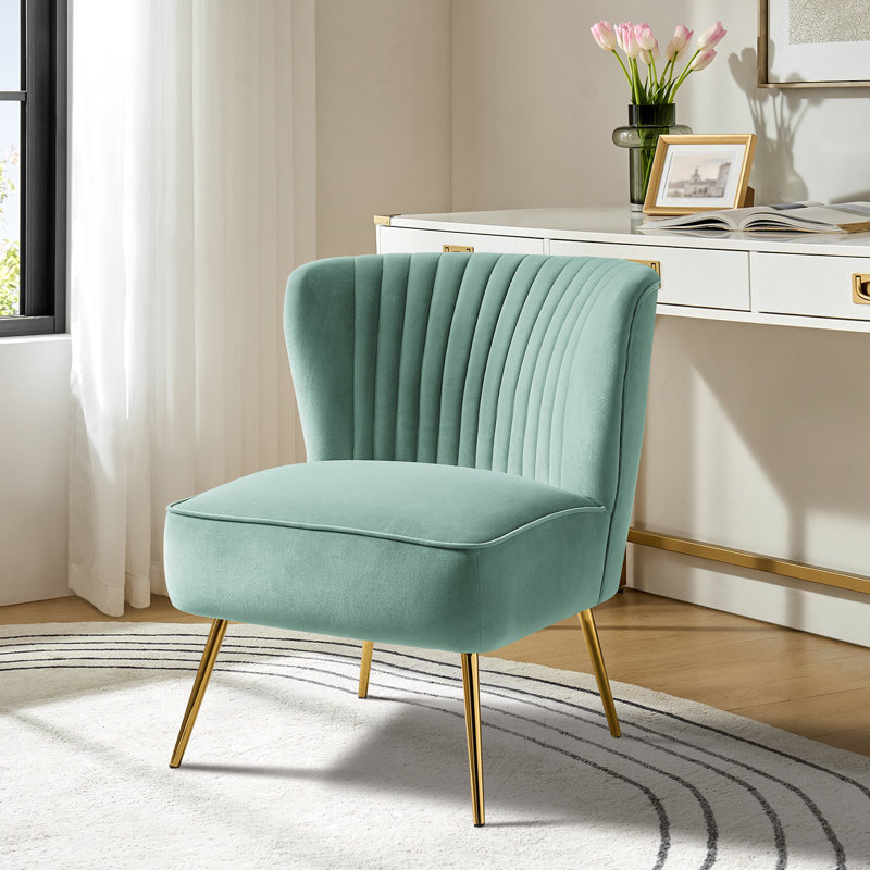 Euclid Velvet Accent Chair with Metal Legs, Velours sauge