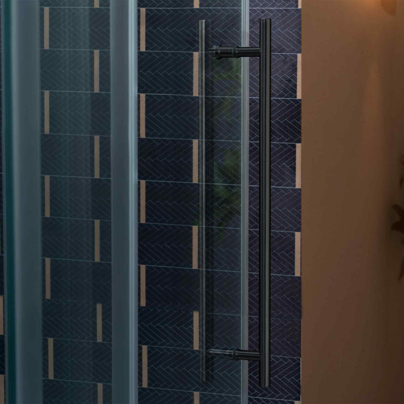 WOODBRIDGE Frameless Single Sliding Shower Door, 56-60" Width x 80"Height with 3/8"(10mm) Clear Tempered Glass, Matte Black