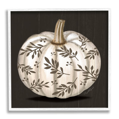 Feuille avec motif d'automne citrouille par Elizabeth Tyndall - Cadre photo, impression sur bois