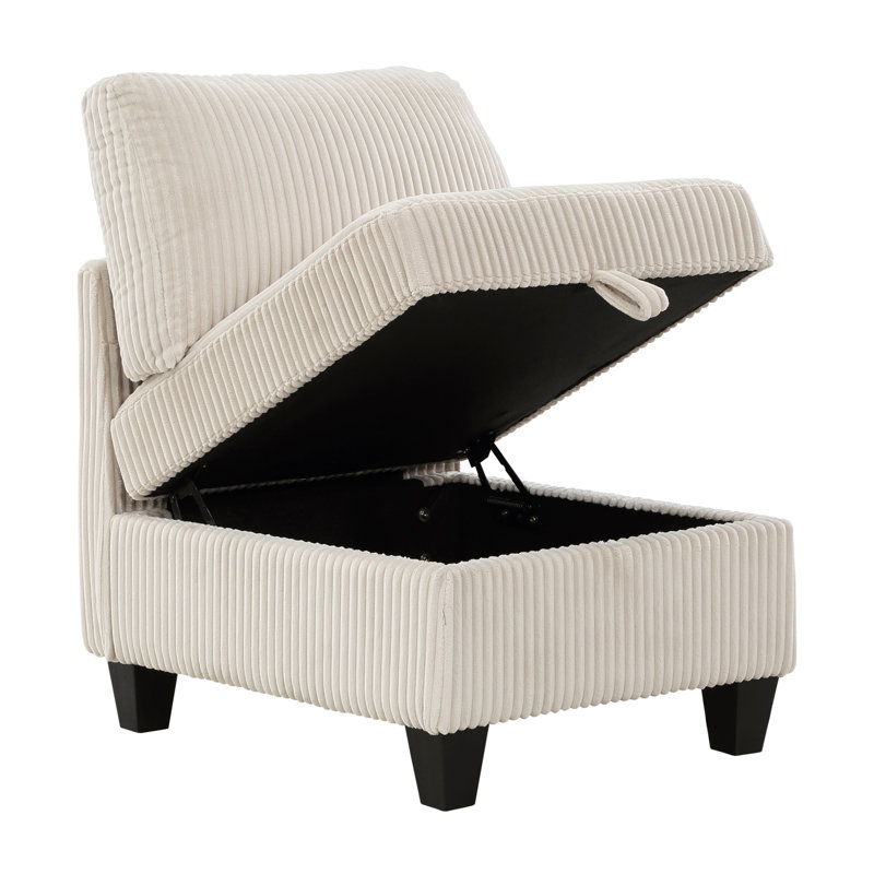 Ensemble modulaire 4 pièces avec sièges de rangement 4 pièces, H 35,5 po x l 89 po x P 64 po, Beige
