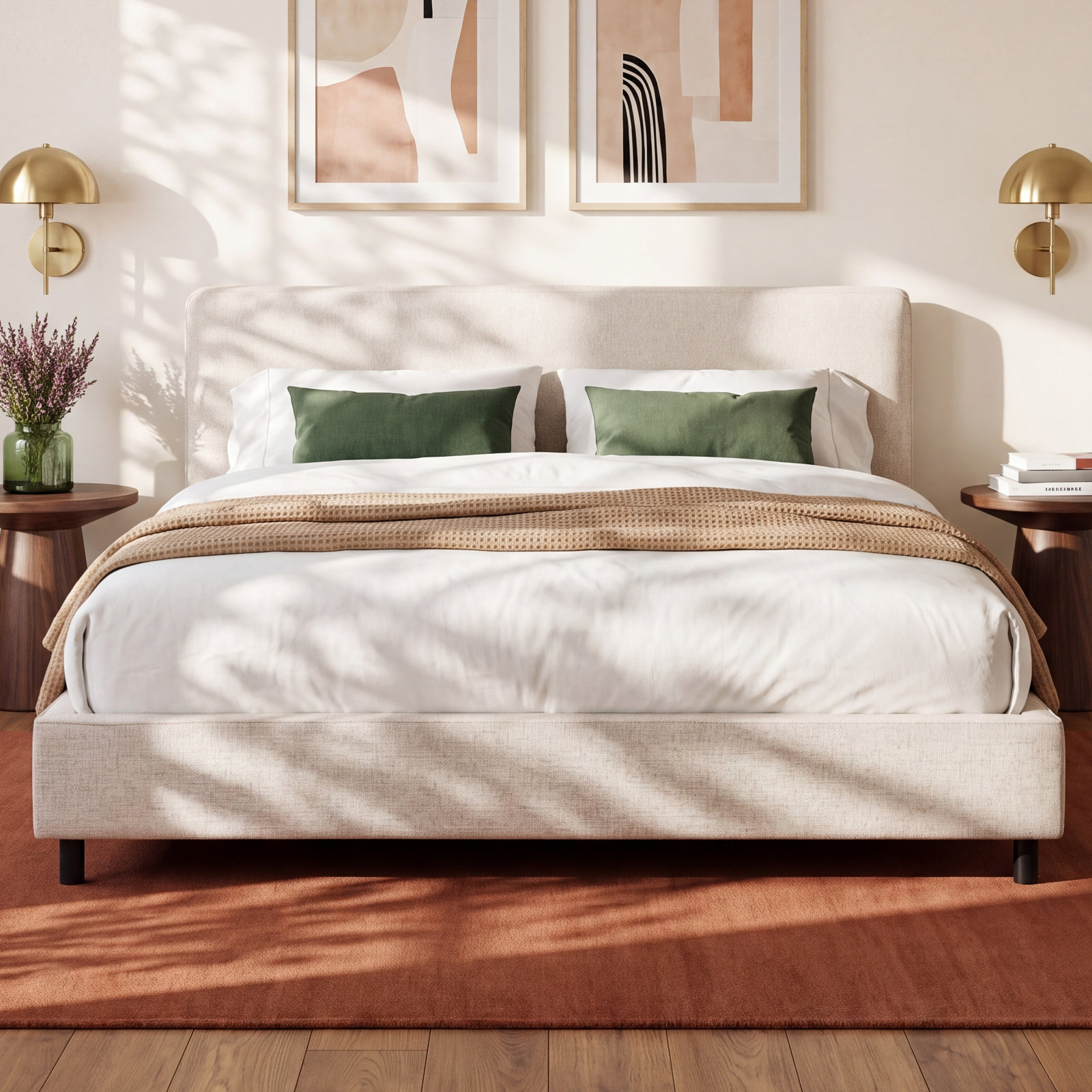Jerri Upholstered Panel Bed, Queen, Plushtone Linen