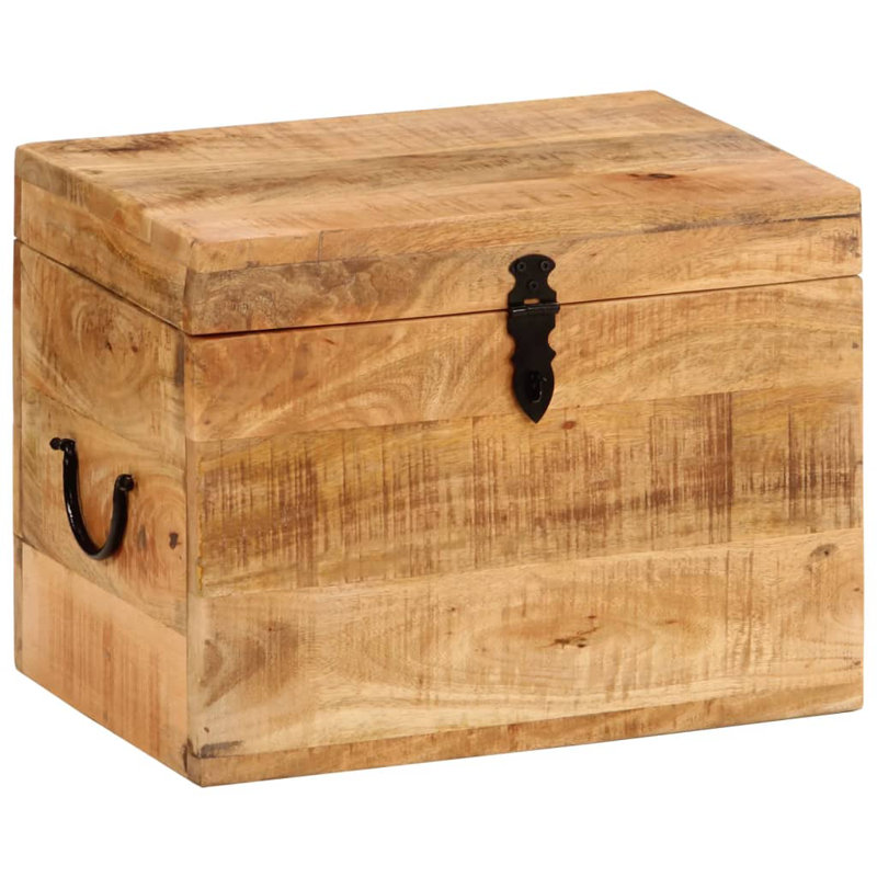 Boîte de rangement en bois massif 15,4 po x 11 po x 12,2 po, Brun clair