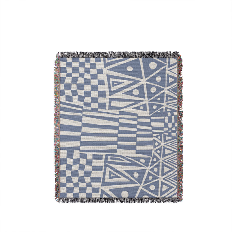 Jeté en coton Cocodili Abstract Pirnt, Simple, Light Blue
