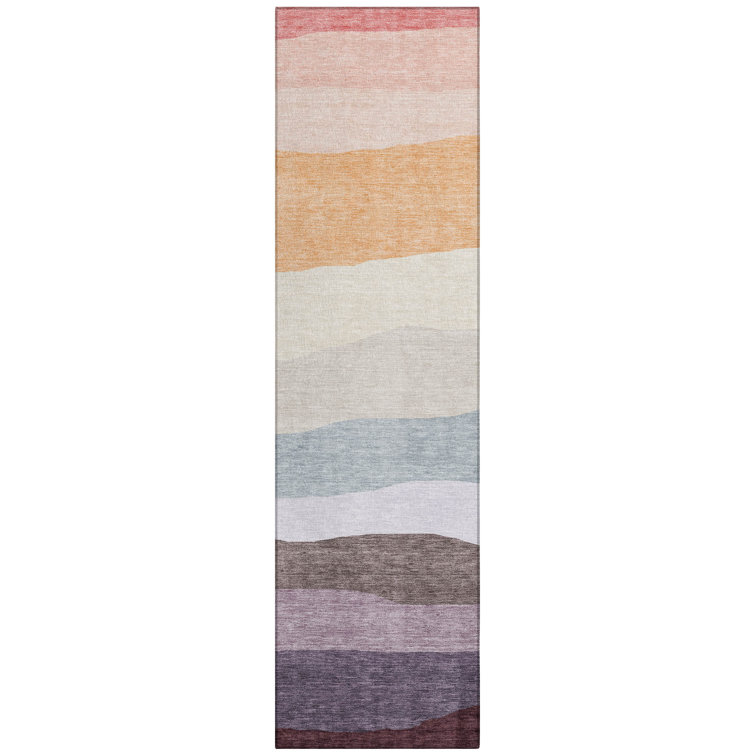 Machine Washable Indoor/Outdoor Xhevrie Orange Rug