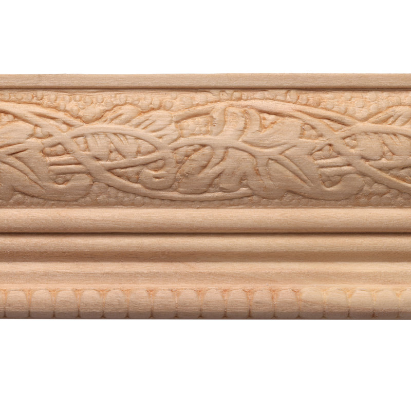 8-Foot Unfinished White Hardwood Embossed Chair Rail Moulding