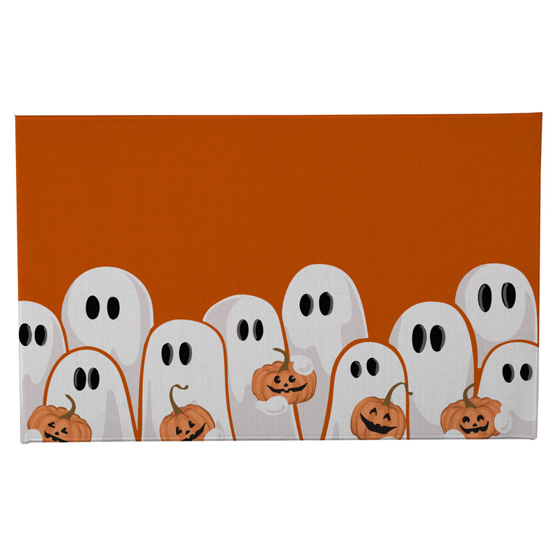 Paillasson Ghost & Pumpkins, L 17 po x L 24 po, Orange
